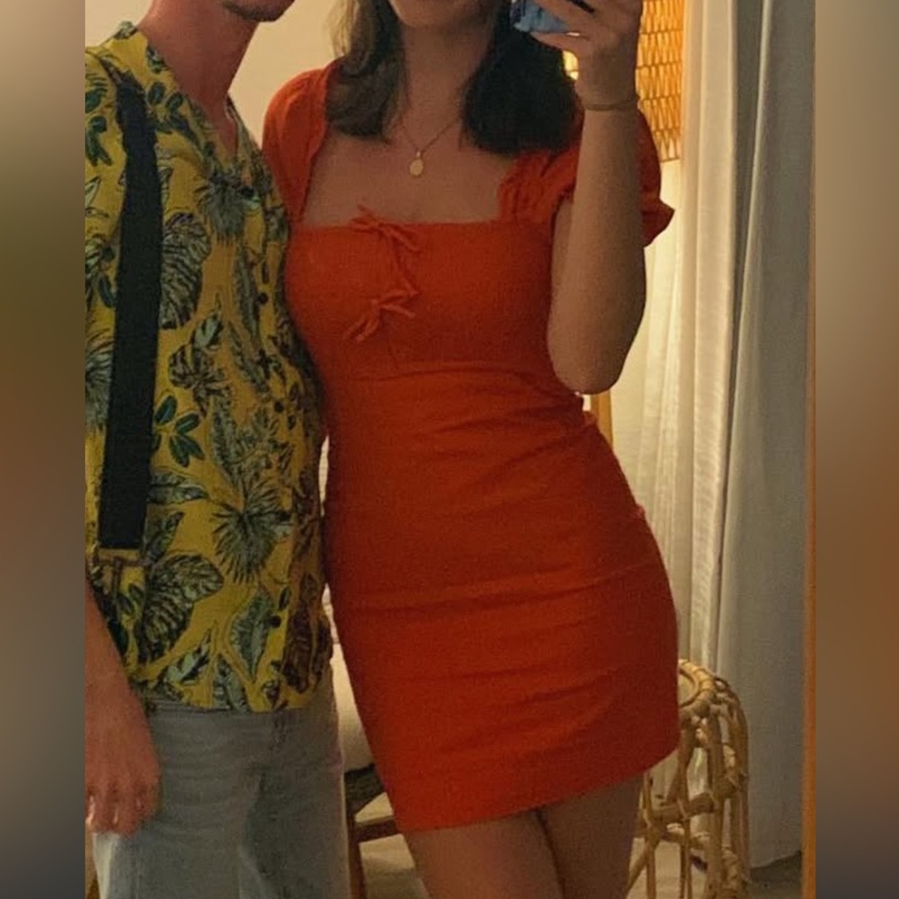 Astr Bold Orange Mini Dress